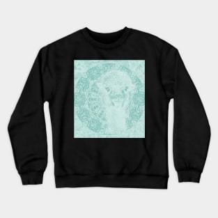 Happy Ghostly alpaca and mandala in Limpet Shell Blue Crewneck Sweatshirt